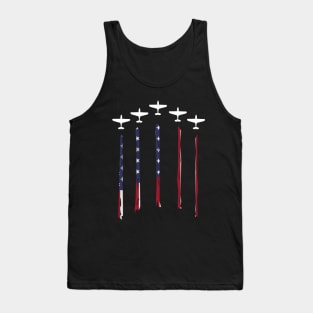 P-40 Warhawk WW2 Fighter plane US Flag Tank Top